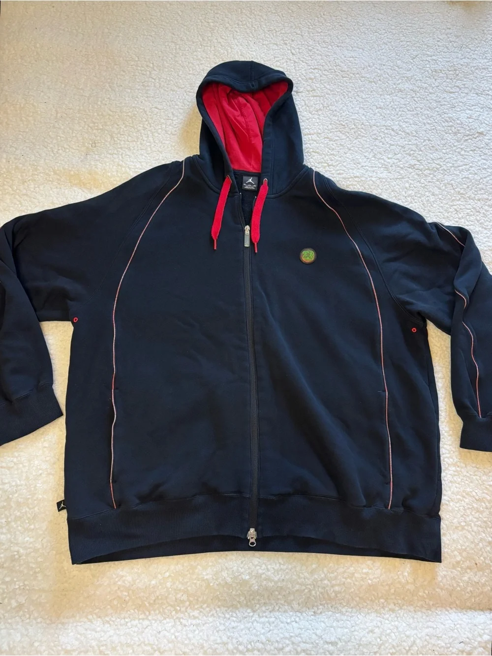Air Jordan Retro Men Vintage Black Red Full Zip Hoodie